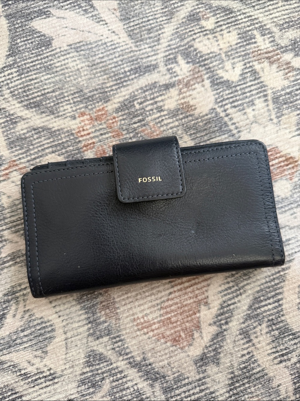 Fossil Navy Blue Leather Continental Wallet